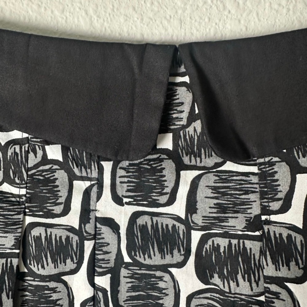 SDII Y2K Pleated Mini Skirt Black White Geometric Print Size L NWT Vintage 90s - Picture 4 of 7